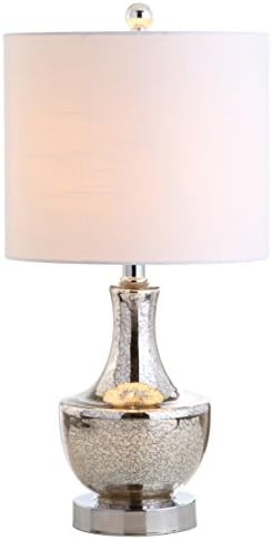 JONATHAN Y Colette 20" Glass Mini Bedside Table Lamp, Silver