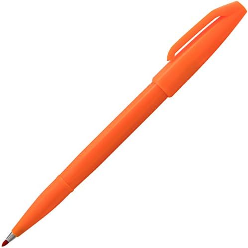 Pentel Sign Pen Fiber-Tipped Pen, Orange Ink, Box of 12 (S520-F)