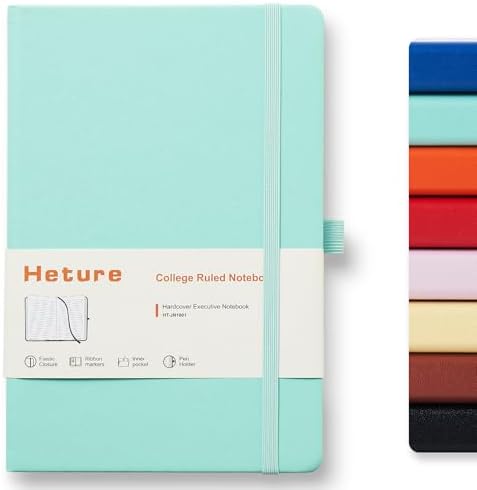 Heture Hardcover Notebooks, A5 Lined Journals Notebook for Writing 160 Pages, 8.2 x 5.5 inch, Classic Ruled Notebooks for College/Work/Travel (Green, 1 Pack)