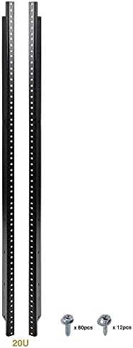 Sound Town 2-pack 20U Steel Rack Rails, with Black Powder Coated Finish and Screws (ST-RR-20U)