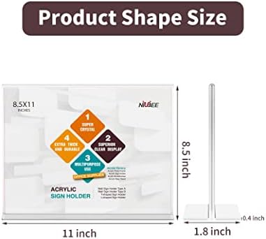 NIUBEE Acrylic Sign Holder 8.5 x 11 Horizontal T-Shape Flyer Stand 6 Pack