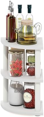 Furinno Turn-N-Tube Kitchen Countertop Organizer, 3-Tier Corner Countertop Organizer Shelf, Corner Shelf, for Kitchen, Pantry, Organizers and Storage, White