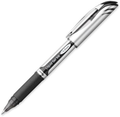 Pentel ENER-GEL Deluxe Liquid Gel Pen, Bold Line, Metal Tip, Black Ink, Box of 12 (BL60-A)