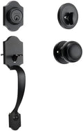 VEVOR Front Door Handle and Deadbolt Set, Matte Black Front Door Lock Set with Interior Knob, Adjustable Hole Spacing Single Cylinder Handleset, for Right and Left Handed Entrance and Front Door