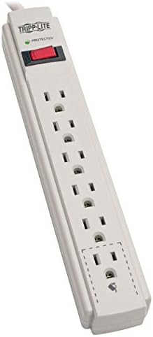 Tripp Lite Surge Protector Power Strip 120V 6 Outlet 8' Cord 990 Joule Flat Plug Gray
