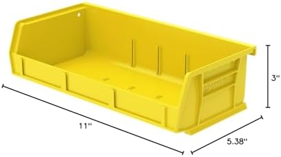 Akro-Mils 30232 AkroBins Plastic Storage Bins, 5"x11"x3", Yellow, 8-Pack