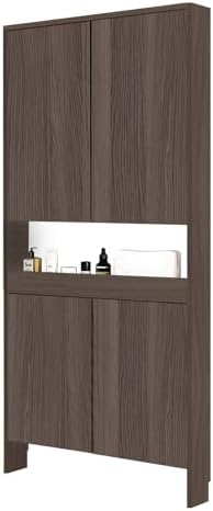 LINLIUA Behind the Door Bookshelf, 5 Shelf Behind Door Shelves with Storage, Space-Saving Wall Mount Narrow Bookcase Cabinet for Living Room Bedroom