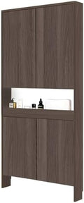 LINLIUA Behind the Door Bookshelf, 5 Shelf Behind Door Shelves with Storage, Space-Saving Wall Mount Narrow Bookcase Cabinet for Living Room Bedroom