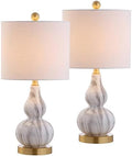 JONATHAN Y Anya Gourd Glass Table Lamp 20.5", Black/White, Set of 2