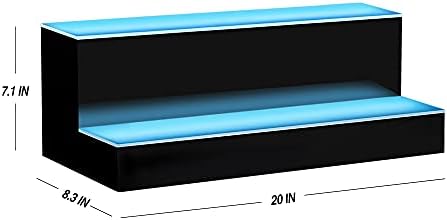 MESAlLUP Acrylic 20 Inch 2 Tier LED Liquor Bottle Display Shelf, Lighted Bar Shelves with APP or Remote Control, Mulit Color Lighting for Home Mini Bars Decor, Restaurants & Party Use