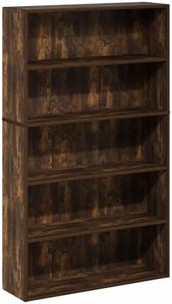 Furinno PASIR 5-Tier Book Shelf with Open Shelf, Amber Pine