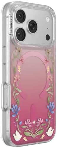 PopSockets iPhone 17 Pro Phone Case with MagSafe, Wireless Charging Compatible, Disney - Boho Wildflowers Maroon