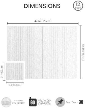 Bumusty 48"x 36" Large Felt Bulletin Board Tiles, Light Gray