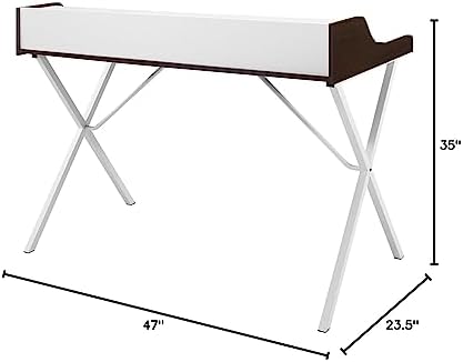Modway Bin Contemporary Modern Writing Desk With Storage Cubbies in Cherry
