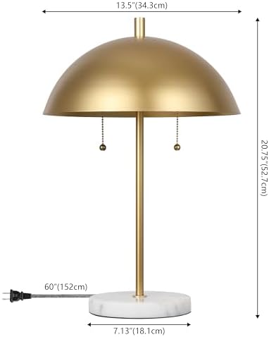 JONATHAN Y Ella 2-Light Table Lamp 20.7" Metal Marble, Gold Leaf/White