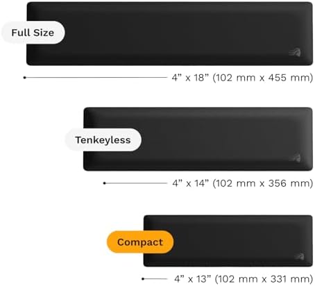GLORIOUS Gaming Padded Keyboard Wrist Rest (Compact, 25mm Thick) - Anti-Fray Stitched Edges, Smooth Cloth Surface, Anti-Slip Rubber Base, Medium Firmness, 331 x 102 x 25 mm - Black