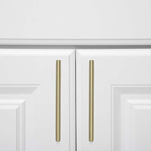 Amazon Basics Euro Bar Cabinet Handles, Kitchen Cabinet Pulls, Hardware for Cupboards, 1/2-inch Diameter, 7.38-inch Length, 5-inch Hole Center, Golden Champagne, 25-Pack