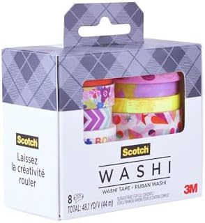 Scotch Expressions Washi Tape, 8 Rolls, Assorted Sizes & Colors