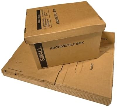 supplyhut 6 - Pack 15x12x10 Small Standard File Storage Moving Box with Lid Letter Handles
