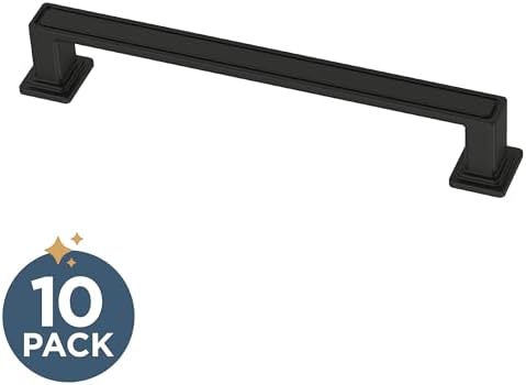 Franklin Brass 10 Pack Matte Black Cabinet Handles 5-1/16 inch (128mm) Kitchen Cabinet Handles and Drawer Pulls for Cupboards and Dressers | Recessed Square