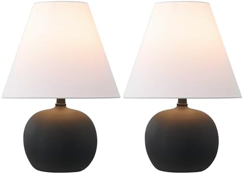 JONATHAN Y Asher 18.25" Gourd LED Table Lamp, Matte Black, Set of 2