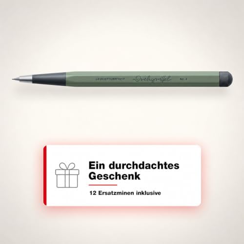 LEUCHTTURM1917 - Drehgriffel Mechanical Pencil - Refillable Writing Stylus with 0.7 mm HB Graphite Lead (Olive)