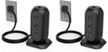 TESSAN Tower Power Strip Flat Plug with 1050J Surge Protection, 6 Ft, Black (Pack of 2)