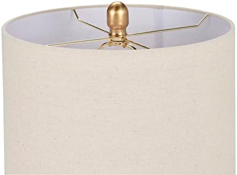 Nourison Home 22" Terracotta Orange Ceramic Table Lamp with Oatmeal Linen Shade for Modern Farmhouse, Bedside Lamp, Living Room Lamp, Small Accent Lamp for Dining Room