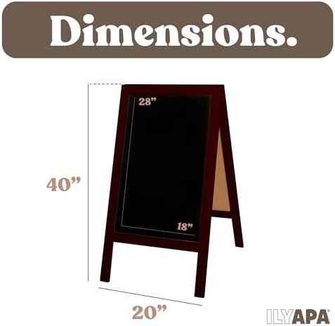 Ilyapa A-Frame Chalkboard Sidewalk Sign, 40x20 Inch - Mahogany, Sturdy