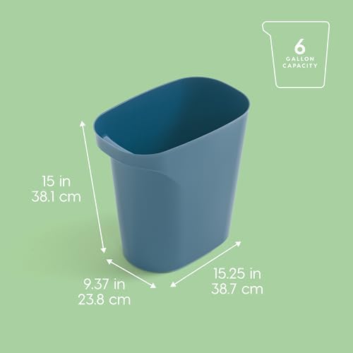 IRIS USA Small Trash Can |Made in USA| 6 Gallon/24 Qt (3-Pack) - Navy