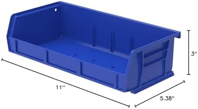 Akro-Mils 30232 AkroBins Plastic Storage Bins, 5"x11"x3", Blue, 8-Pack