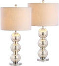 JONATHAN Y Bella 27" Glass Table Lamp, Mercury Silver/Chrome, Set of 2