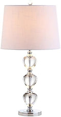 JONATHAN Y Cole 27" Traditional Crystal Bedside Table Lamp, Clear/Chrome