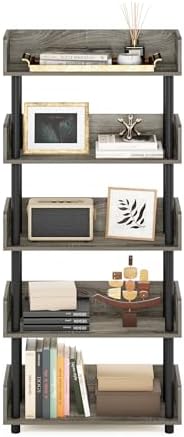 Furinno Turn-N-Tube 5-Tier Display Shelf, Open Frame, French Oak