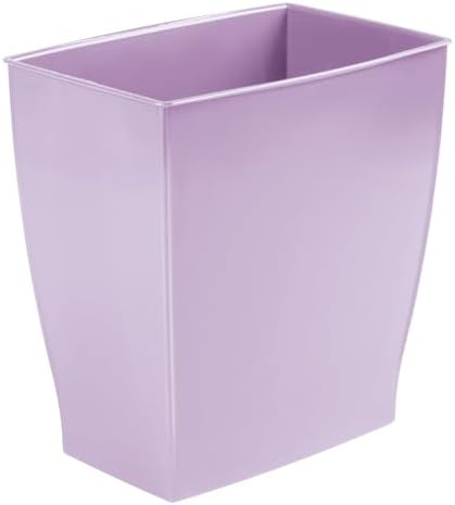 iDesign Small Plastic Bathroom Trash Can, Slim Rectangle Purple