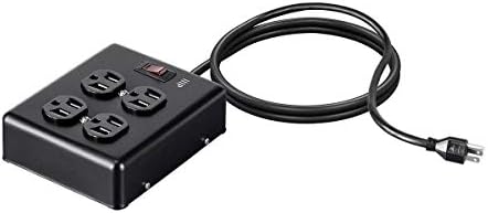 Monoprice Heavy Duty Metal Surge Protector - 4 Outlet Power Strip, 180 Joules, UL Certified, 6 Feet Cable, Black
