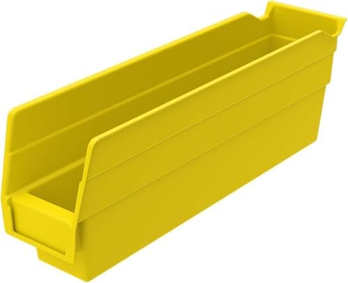 Akro-Mils 30110 Heavy Duty Plastic Shelf Bins, 12"x 3"x 4", Yellow, 24-Pack