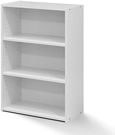 Furinno Wright 3-Tier Book Shelf, Modern Bookshelf, Soft White