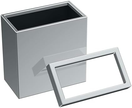 Gatco Small Bathroom Trash Can with Lid, Rectangle 3 Gallon Stainless Steel Wastebasket, Under Sink, Chrome, for Bathroom, Bedroom, Office (1916)