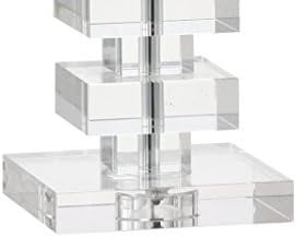 JONATHAN Y June 28" Geometric Stacked Crystal Table Lamp, Clear