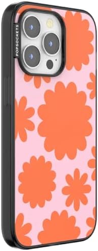 PopSockets iPhone 13 Pro Phone Case with MagSafe- Floating Florals | Magnetic, Wireless Charging, Camera & Drop Protection, Hot Pink, Flower, Floral