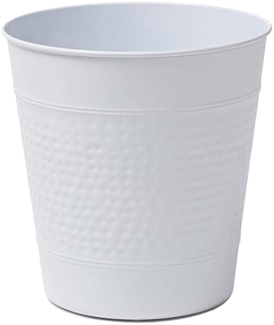 happimess Riley 2 Gal Hammered Steel Bin 10" H, Matte White