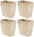 iDesign Small Plastic Bathroom Trash Can, Slim Rectangle Garbage Bin, 4-Pack, Brown