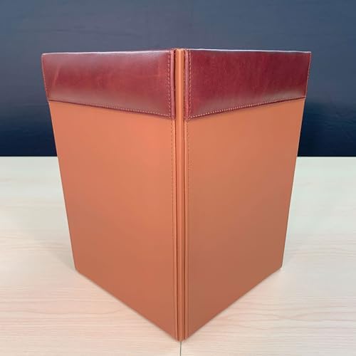 Dacasso 14 Quart Mocha Leather Square Waste Basket/Trash Can - Luxury Executive Decor and Sophisticated Office Essential