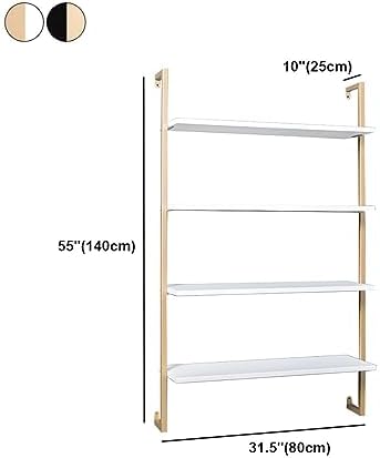 Contemporary Wall Unit Bookcase Metal Frame Pine Wood Shelf Bookshelf Wall-Mounted Bookshelf Wrought Iron Bag Rack Multi-Layer Clothing Store Decoration Black Wood 31.5" L x 9.8" W x 55.1" H