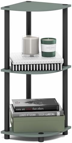 Furinno Turn-N-Tube Toolless Assembly 3-Tier Storage Shelves, Sage Green