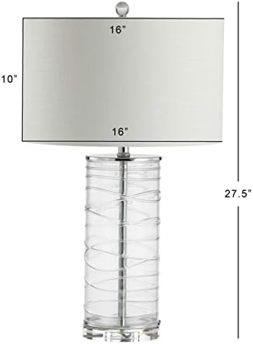 JONATHAN Y Cole 27.5" Fused Glass Table Lamp, Clear, Set of 2