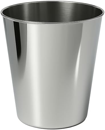happimess Nolan 2 Gal Smooth Steel Wastebasket, Polished Steel