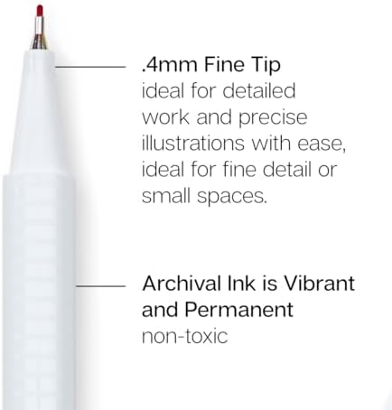 KINGART Studio Fine Line Pens, 24 Colors Set, 0.4mm Ultra Fine Tip for Drawing, Sketching, Journaling, Adult Coloring, & Art Projects, Water-Based Ink, Non-Bleeding.