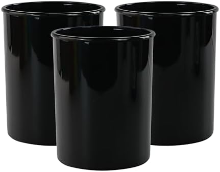 Reston Lloyd Small Utensil Holders, 3-Piece Small Set, Multipurpose Cookware Storage Crock, Kitchen Countertop & Office Desk Organization, BPA-Free Plastic, Black